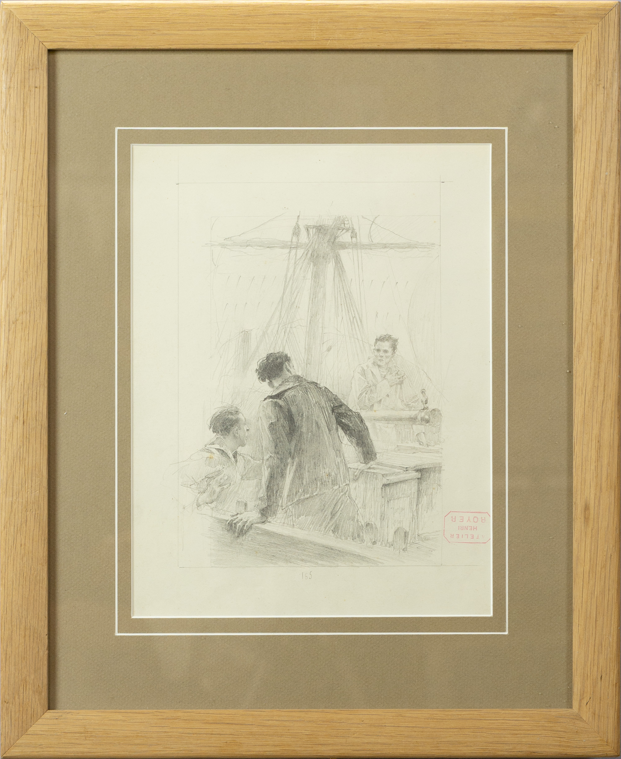Henri Royer – Trois marins sur un bateau
