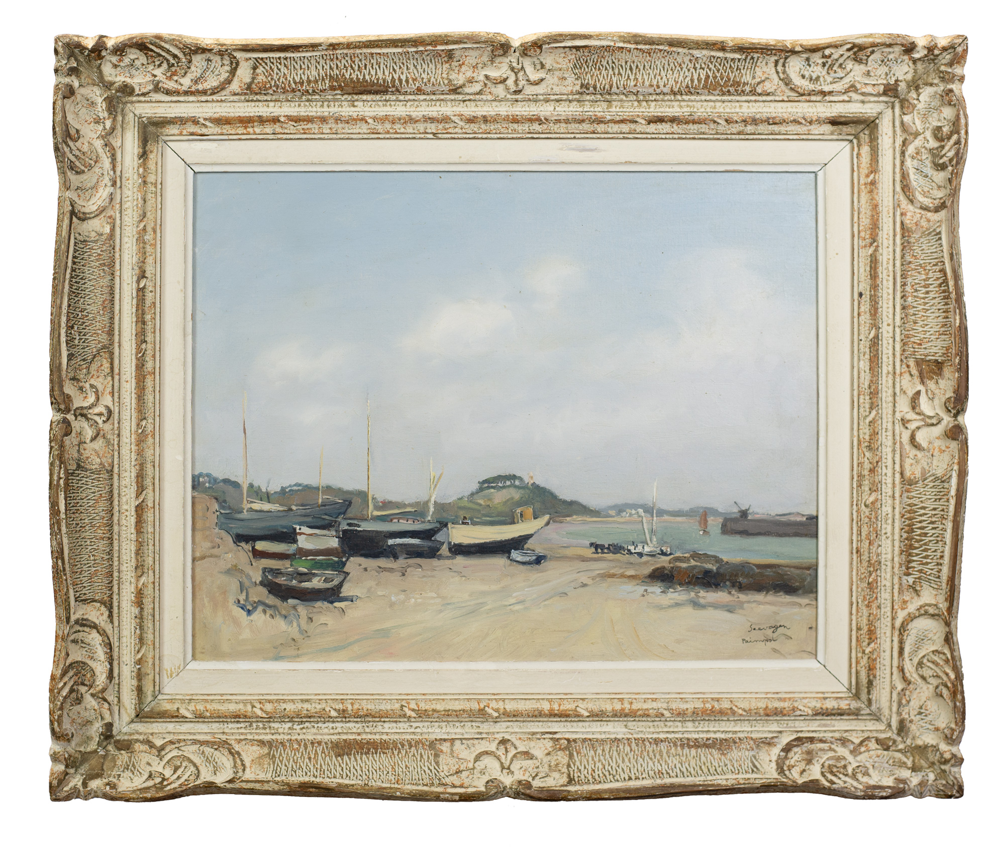 Lucien Seevagen – Bateaux sur la grève à Paimpol